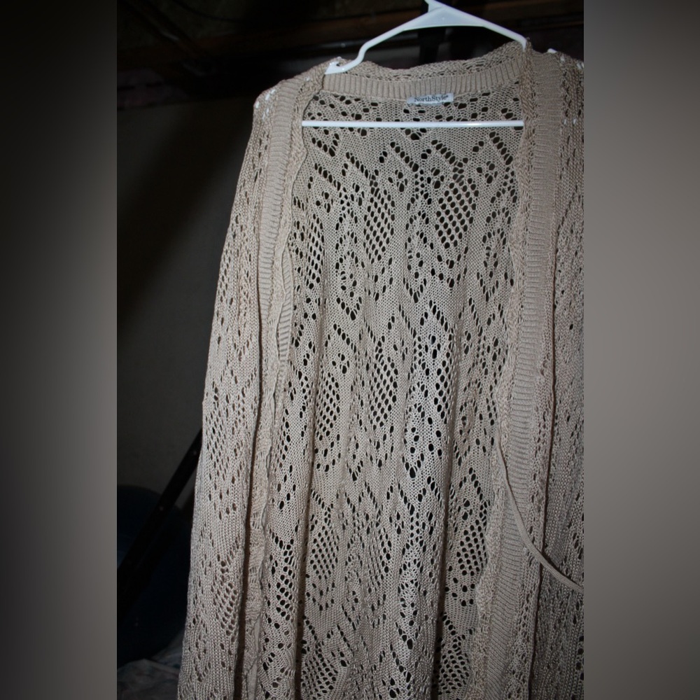 NorthStyle Tan Open-Knit Cardigan